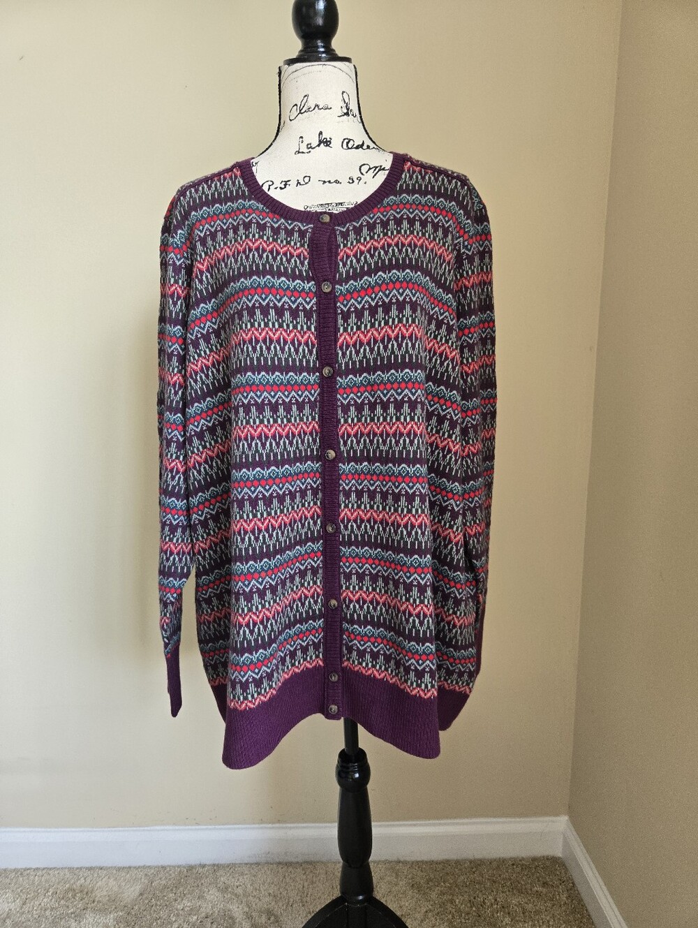 L.L.Bean Cardigan Womens 3X Cotton Cashmere Blend